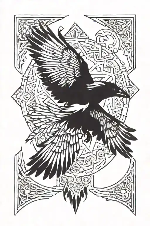 Raven On Forearm Sleeve
