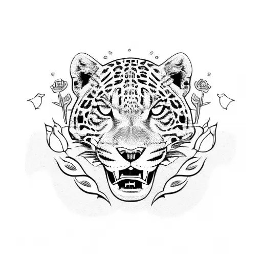 Jaguar And Moon And Roses