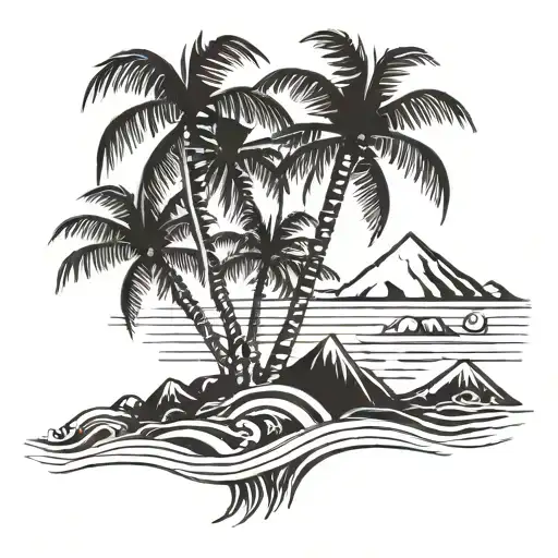 Palm Tree Ocean And Evergreen Mountains Incorporate God