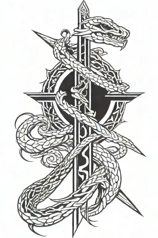 Sword With A Snake Wrapped