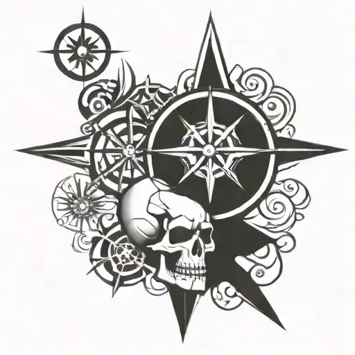 Compass Rose And Skull