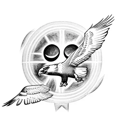 An Eagle Flying Through Mountains Towards The Sun