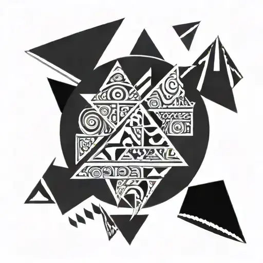 Maori Tattoo Design Based On Triangles With Black Textures On The Shoulder For A Man