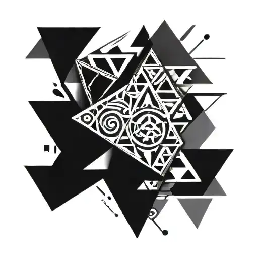 Maori Tattoo Design Based On Triangles With Black Textures On The Shoulder For A Man