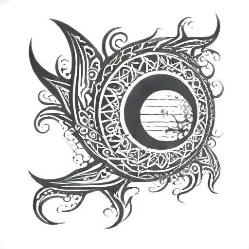 Moon Full Arm Tattoo Design