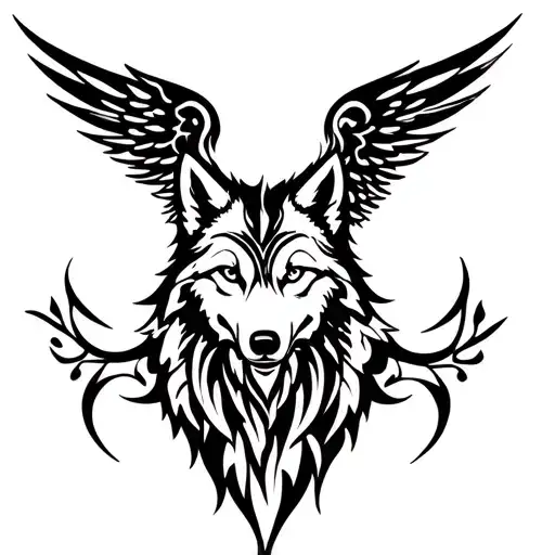 Wolf With Angel Wings Back