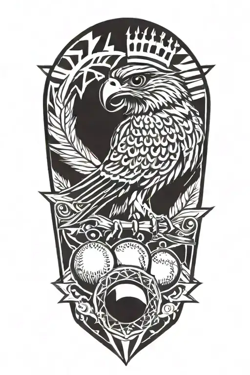 Falcon Wearing A Crown Holding A Giant Baseball Diamond
