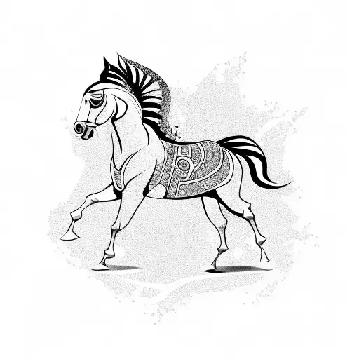 Arabian Horse With Flowers