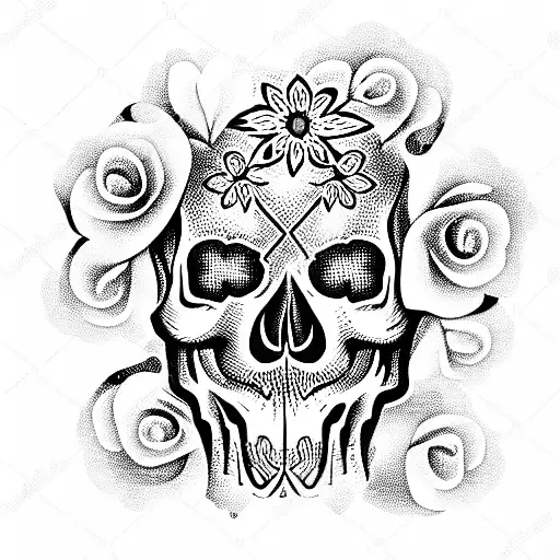 Skull With Flowers Instead Of Eyes