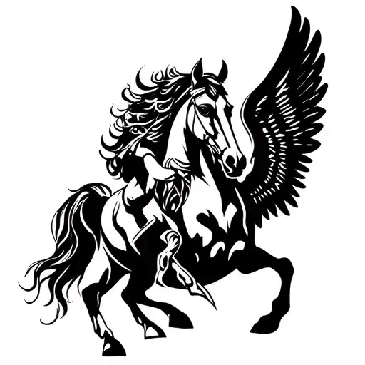 Valkyries With A Horse And Wings