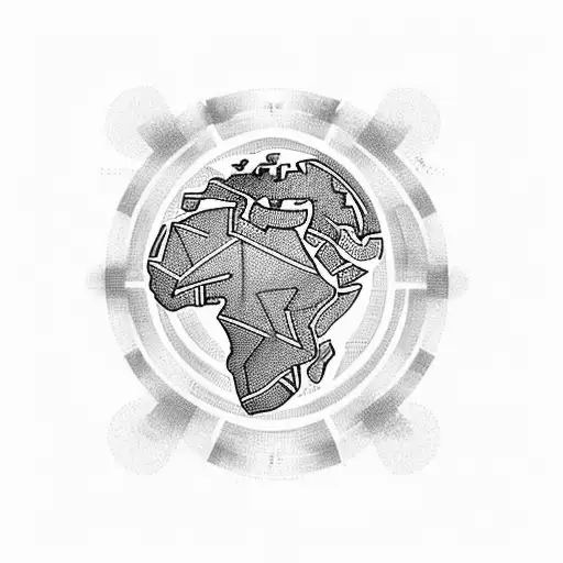 African Continent In Tribal Or Etnical Design