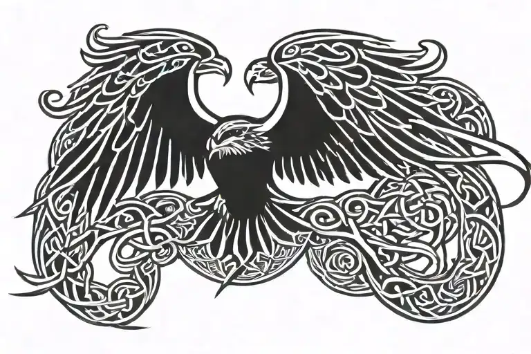 Celtic Knot Of A Hawk Soaring