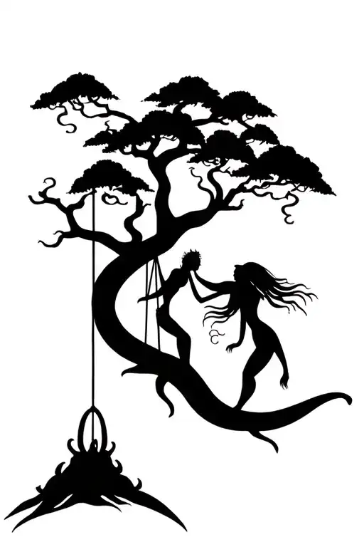 Tree With Young Goddess On A Swing
