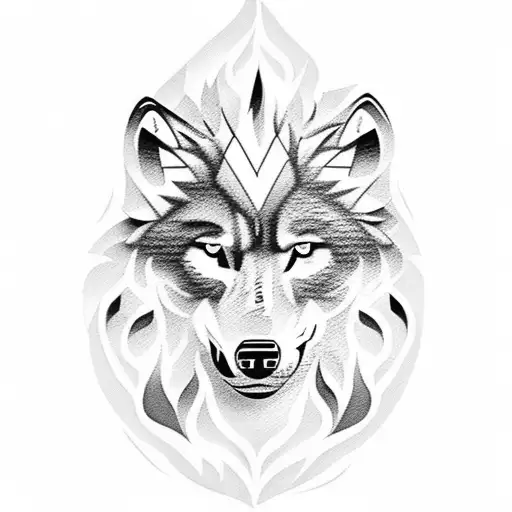 Wolf With Lions Mane On Fire