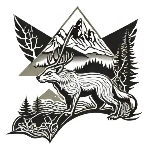 Bushcraft Stag Forest Mountain Landscape Ferret