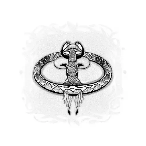 Snake And Polynesian Design For Arm Band