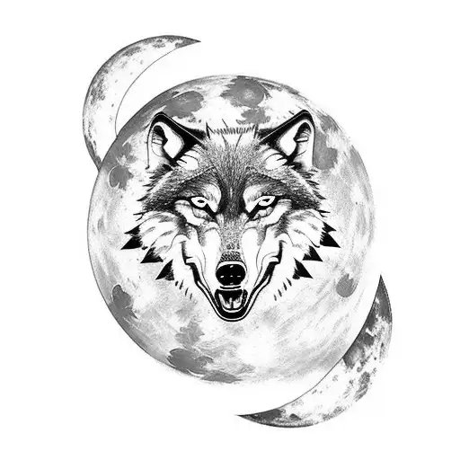 Wolf With Moon Apocalyptic