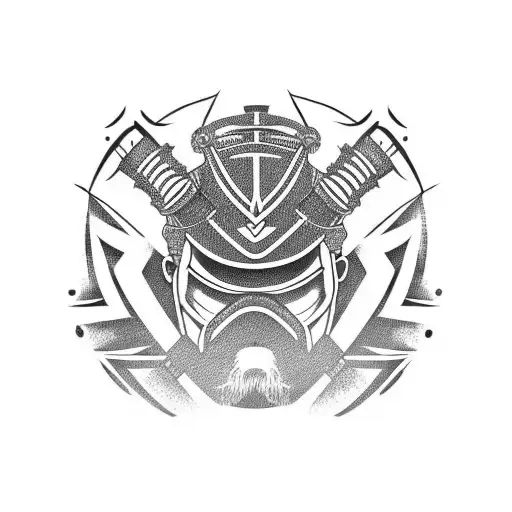 Samurai With Mask And Sword Full Body