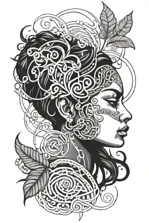 Ayahuasca Vine Surrounding A Girl's Face Emerging