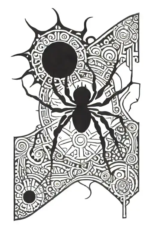 Spider And Sun Tribal Marks