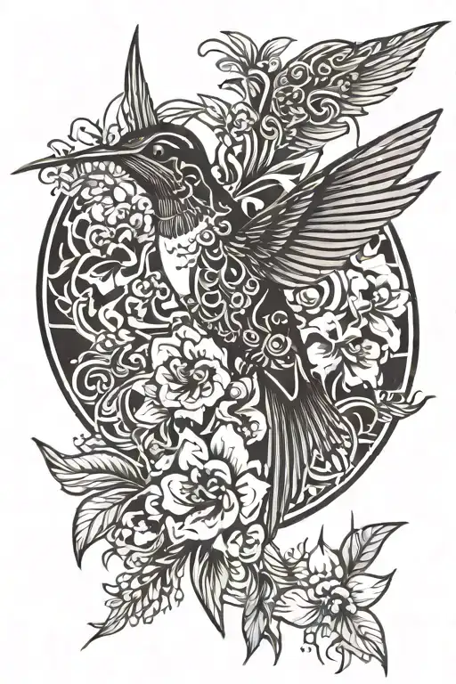 Hummingbird Surrounded By Flowers