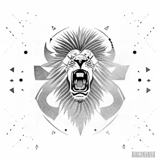 Angry Lion With Lightning And Scorpion Background