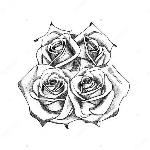 Death Metal Style Roses And Skulls Black And White