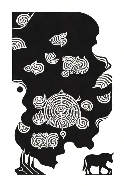 Medium Back Tattoo For Men In Nordic Style