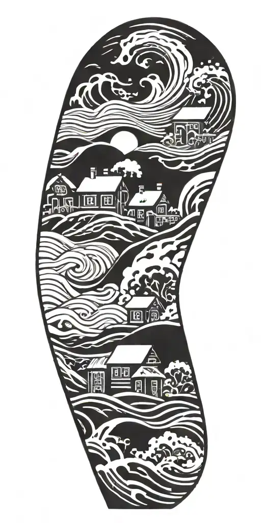 Water Waves Houses Landscape