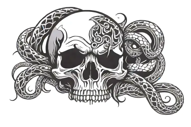 Skull With Snake