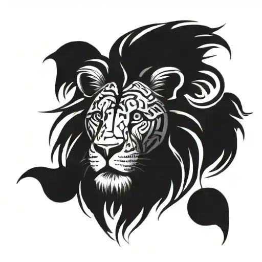 Lion Face Combined With An Anatomical Heart