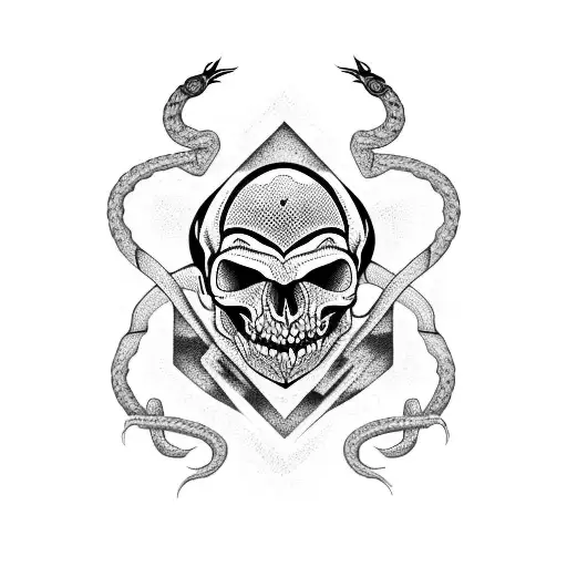 Broken Skull With Snakes