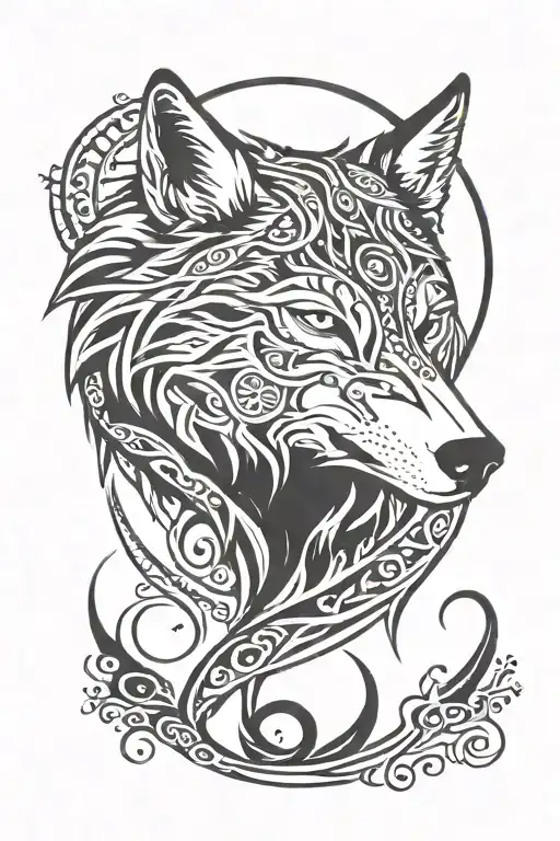 Wolf And Moon Surrounded