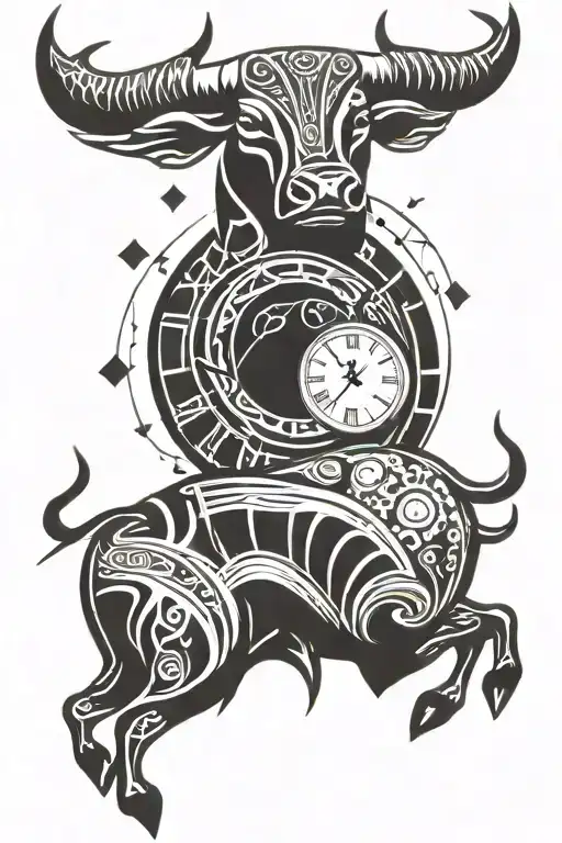 Bull With Clock And The Name Hilona