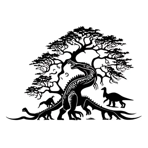 Yggdrasil Tree With Dinosaures