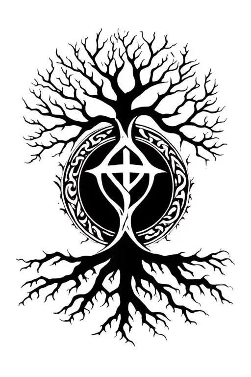 Yggdrasil Tree Roots With Rune Viknig Circle Made In Top