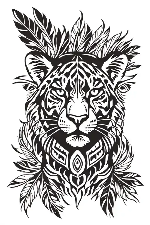 Aztec Jaguar Head With Feathers