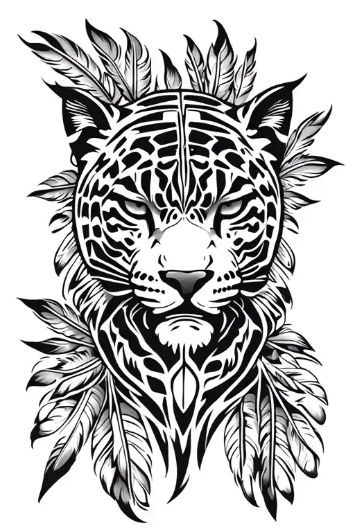 Aztec Jaguar Head With Feathers