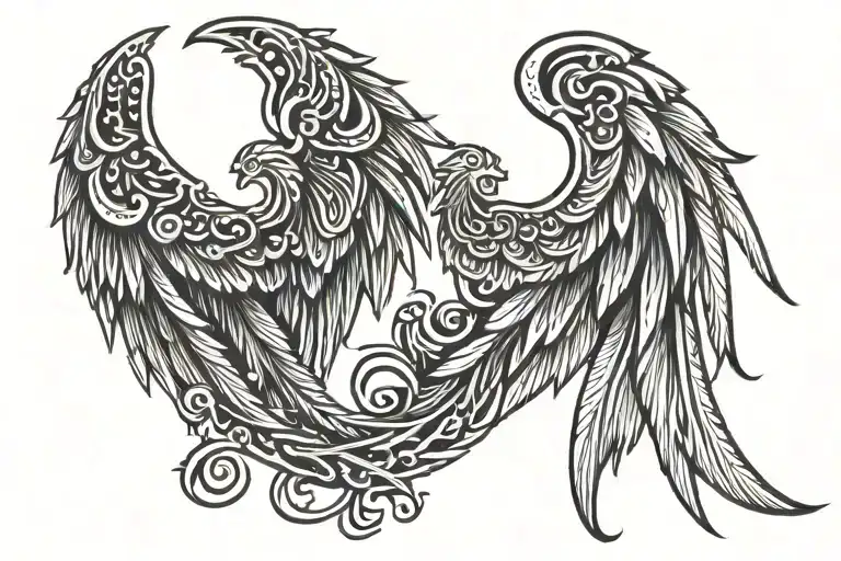 Vector Angel Wings Tattoo Illustration
