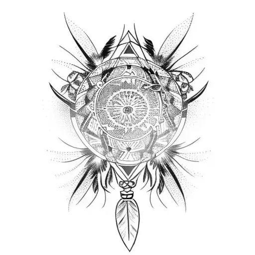 Dreamcatcher With Thunderbird In Middle