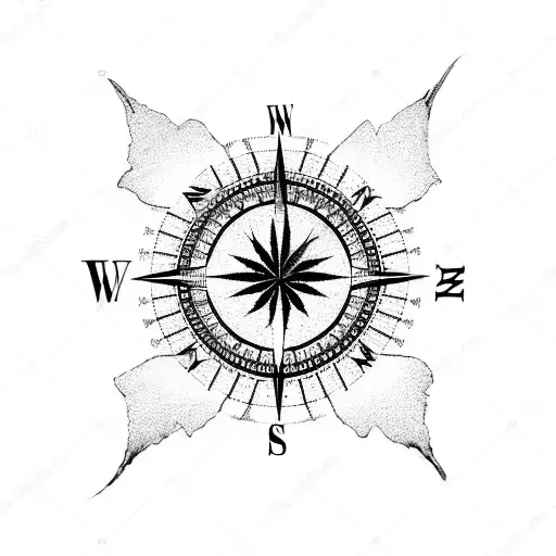 Geographical Compass With Marijuana