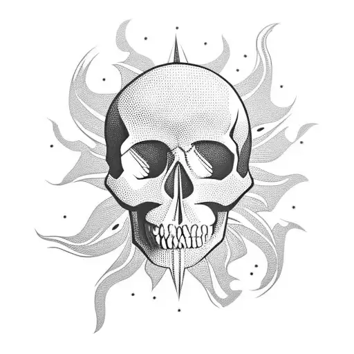 Skull Coming Out Of A Sun