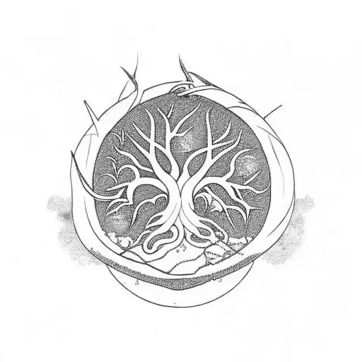 Tree Of Yggdrasil With World Eater Sorounding It