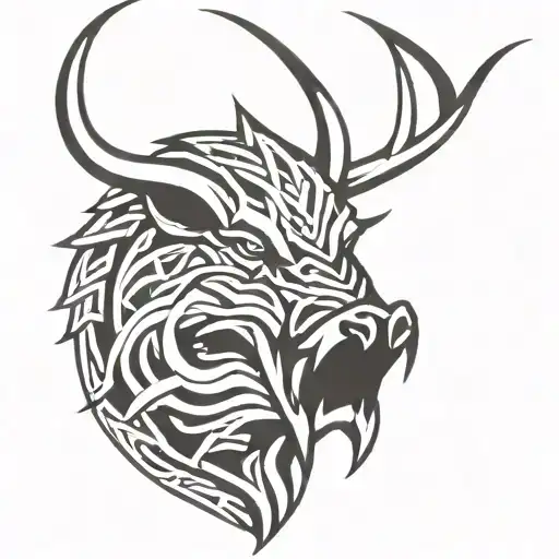 Angry Celtic Boar Head Tongue