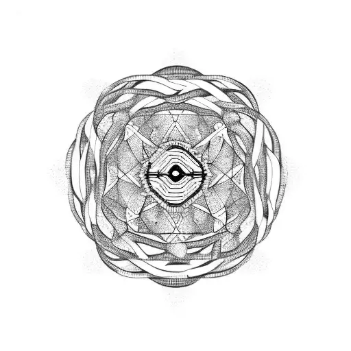 Geometric Shapes Back Ground Intertwined Dna And Mushrooms