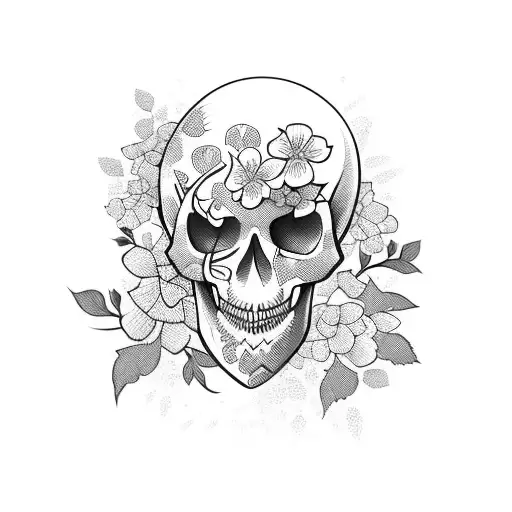Cherry Blossom With Skull