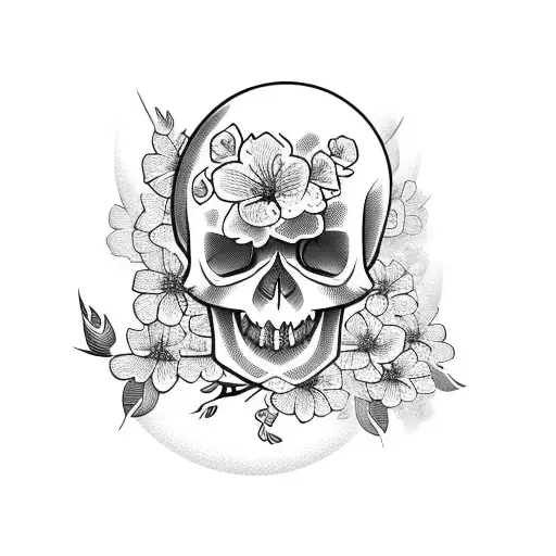 Cherry Blossom With Skull