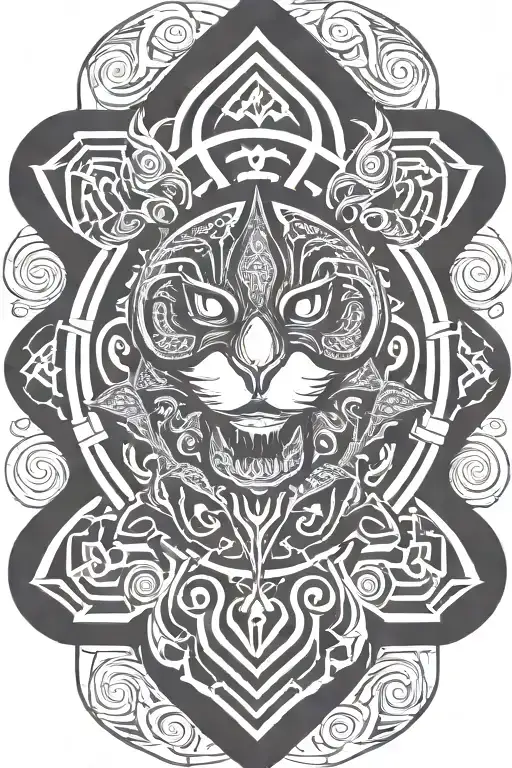 Ornements Shaman Style Tattoo Of A Dragon Silhouette Based On Destrutured Substance