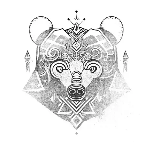 A Majestic Bear With Intricate Armor And Magical Symbols