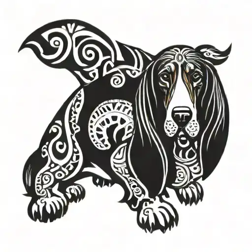 Basset Hound Dog In Black